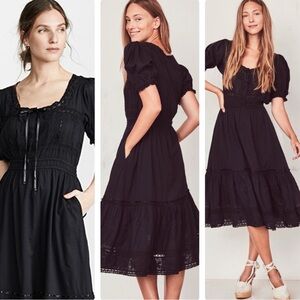 Loveshackfancy Wendy black midi dress